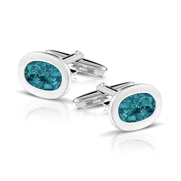 See You Memorial Jewellery Oval Cufflinks Ashes/Hair/Fur (RL006 SC)