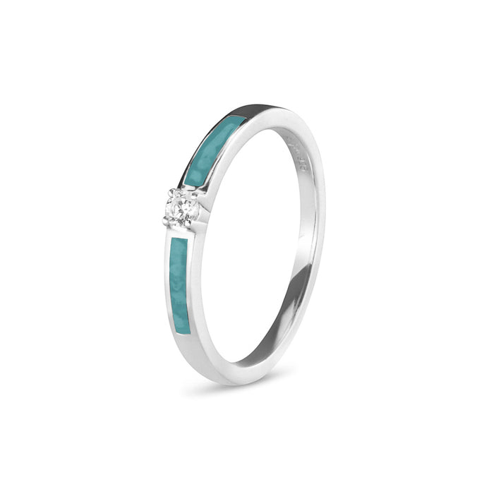 See You Memorial Ashes Silver Band Style Ring with single Zircon (RWS013)