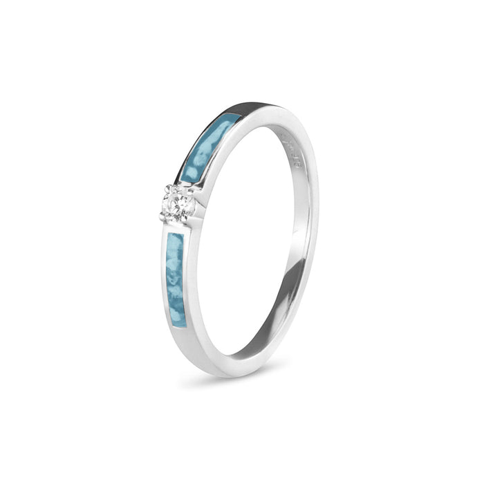 See You Memorial Ashes Silver Band Style Ring with single Zircon (RWS013)