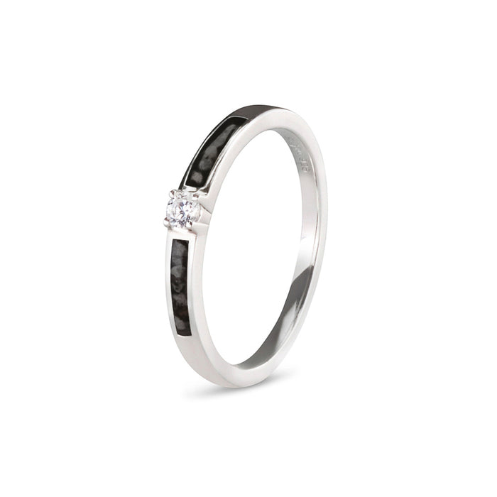 See You Memorial Ashes Silver Band Style Ring with single Zircon (RWS013)