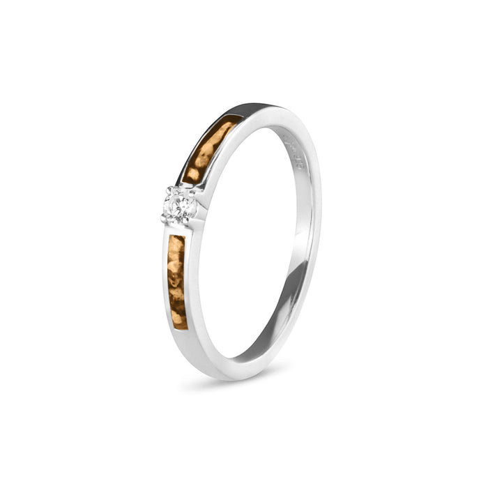 See You Memorial Ashes Silver Band Style Ring with single Zircon (RWS013)