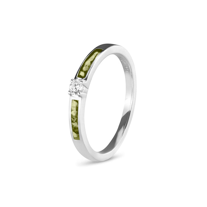 See You Memorial Ashes Silver Band Style Ring with single Zircon (RWS013)