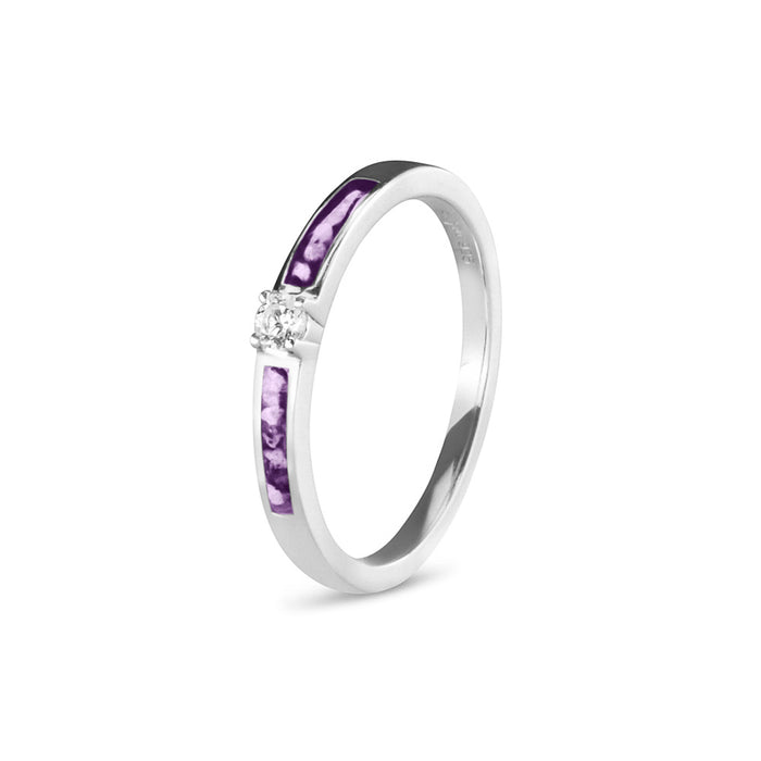 See You Memorial Ashes Silver Band Style Ring with single Zircon (RWS013)