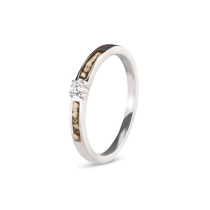 See You Memorial Ashes Silver Band Style Ring with single Zircon (RWS013)
