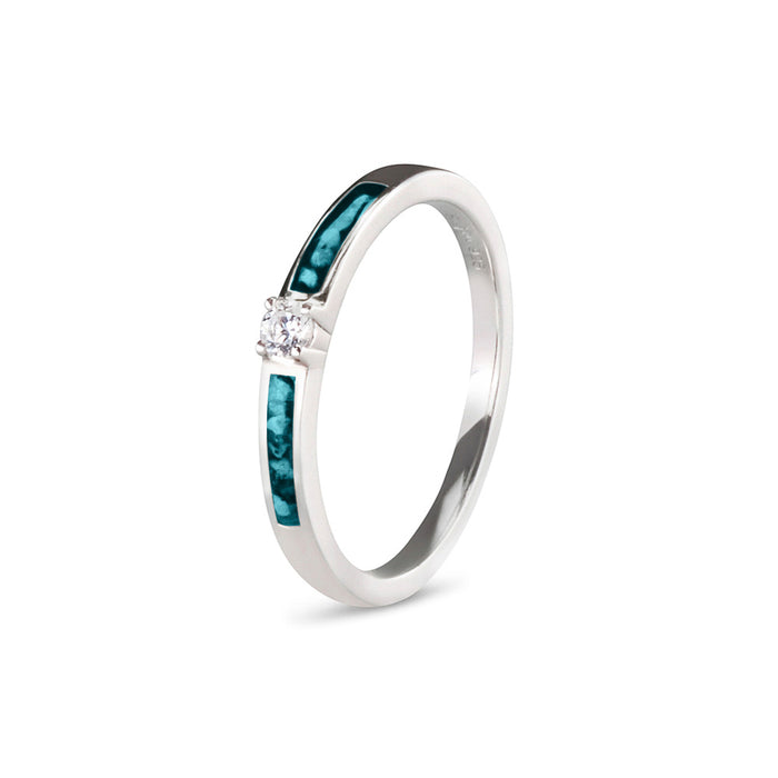 See You Memorial Ashes Silver Band Style Ring with single Zircon (RWS013)