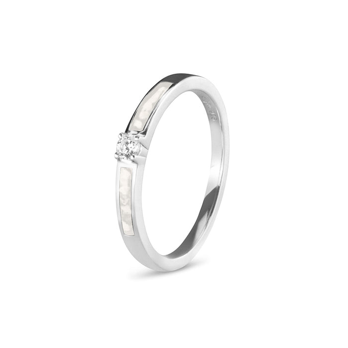 See You Memorial Ashes Silver Band Style Ring with single Zircon (RWS013)