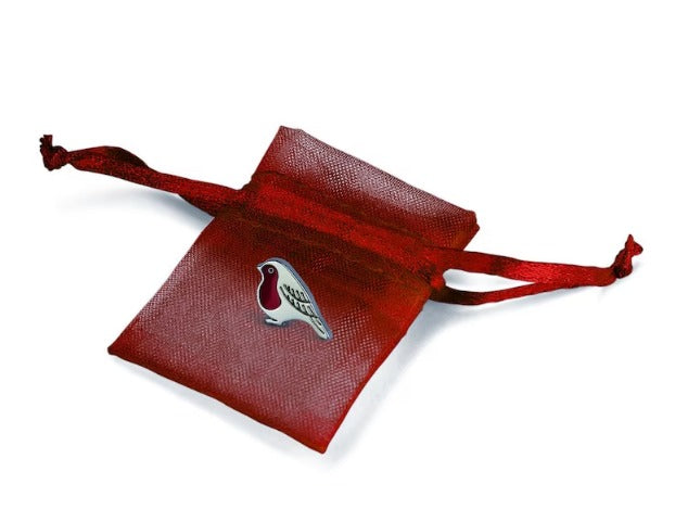 In Memory Pins - Robin Silver Plated Funeral Keepsakes/Favours