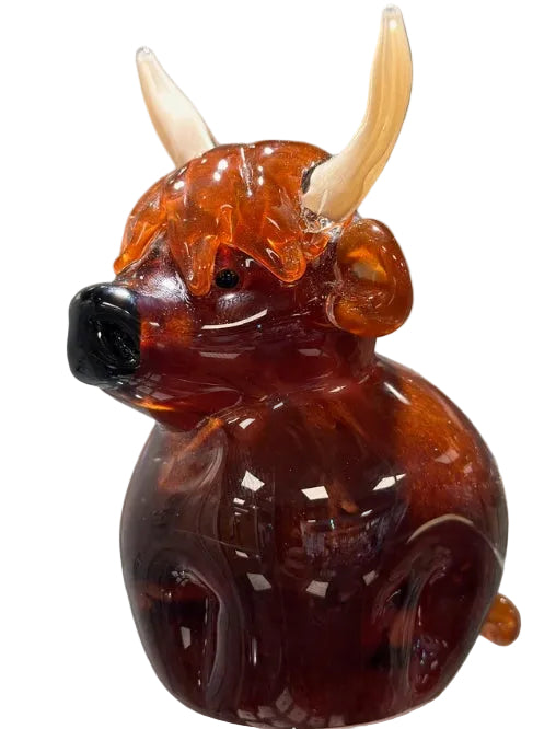Highland cow ashes in glass forever into glass