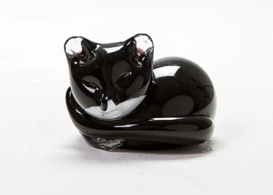 Forever Into Glass Black Cat at Rest