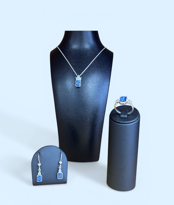 Always With Me Emerald Necklace with Pear Style Zircons and Chain  (AWM-N5)