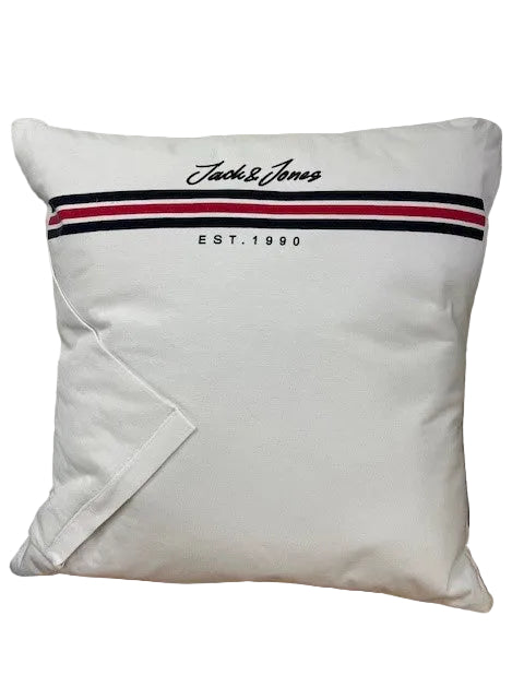 White memory pillow with Jack & Jones logo made from loved ones clothes