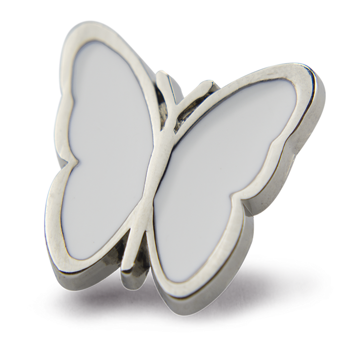 In Memory Pins - White Butterfly Silver Plated Funeral Keepsakes/Favours