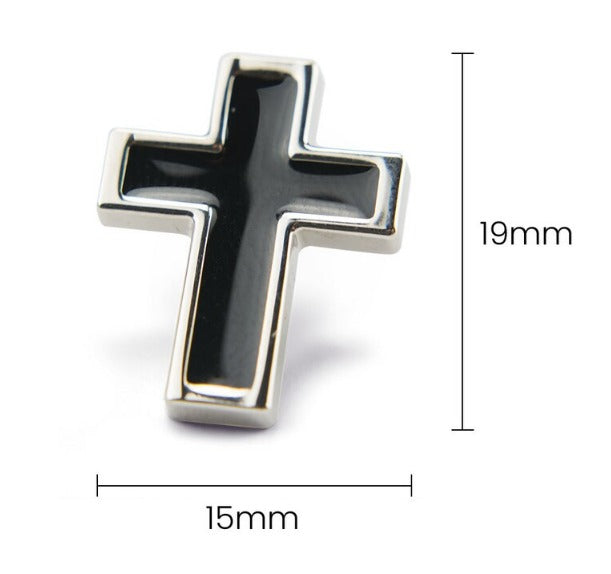 In Memory Pins - Black Cross Silver Plated Funeral Keepsakes/Favours