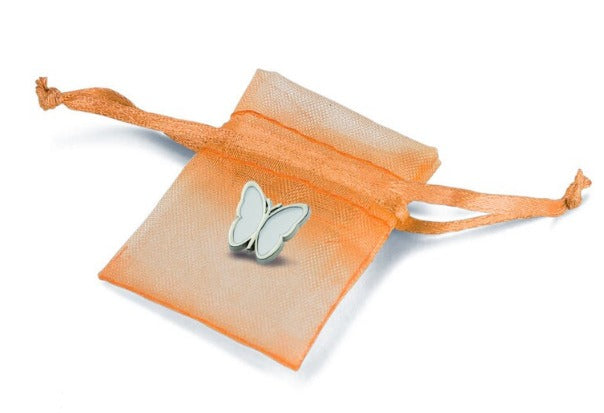 In Memory Pins - White Butterfly Silver Plated Funeral Keepsakes/Favours