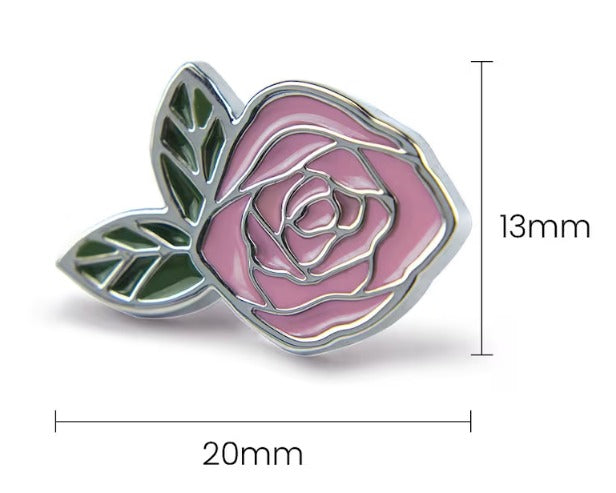 In Memory Pins - Pink Rose Silver Plated Funeral Keepsakes/Favours