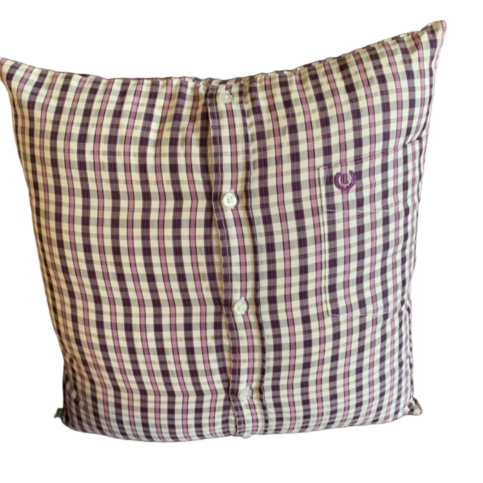 memory pillow made from a shirt made from loved ones clothes