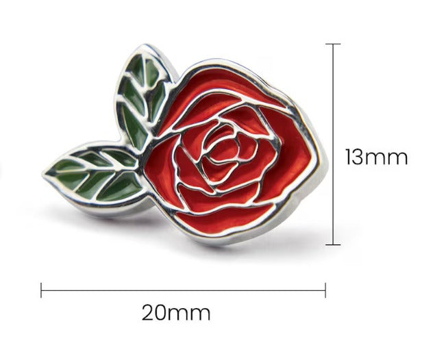In Memory Pins - Red Rose Silver Plated Funeral Keepsakes/Favours