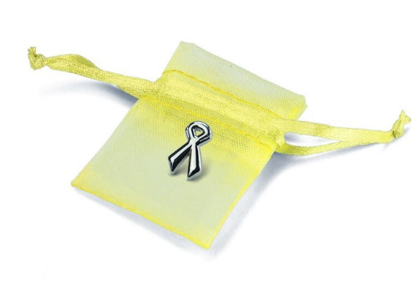 In Memory Pins - Ribbon Silver Plated Funeral Keepsakes/Favours