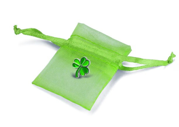 In Memory Pins - Green Shamrock Silver Plated Funeral Keepsakes/Favours