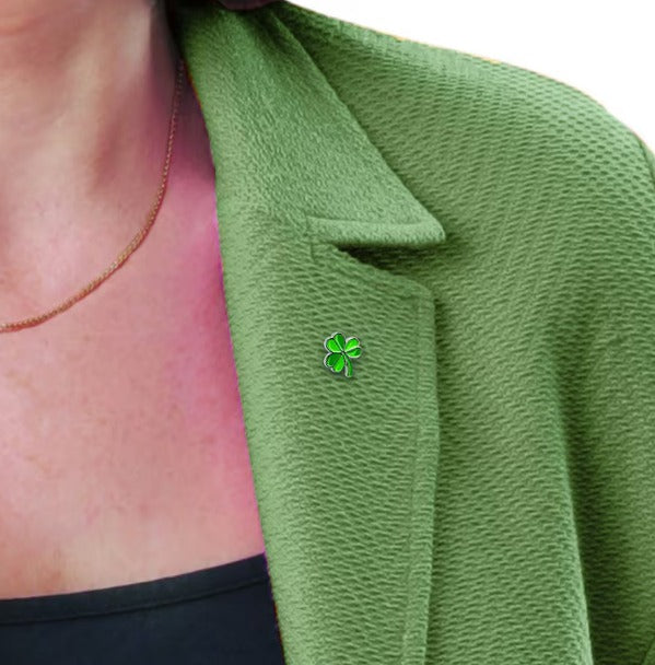In Memory Pins - Green Shamrock Silver Plated Funeral Keepsakes/Favours