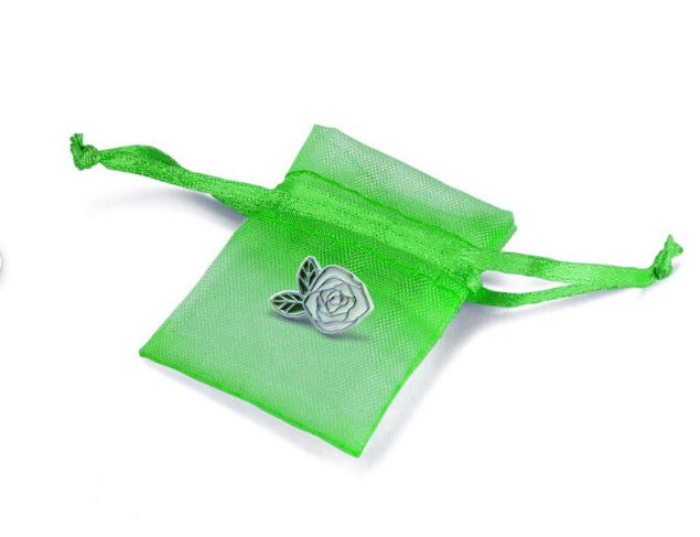 In Memory Pins - White Rose Silver Plated Funeral Keepsakes/Favours